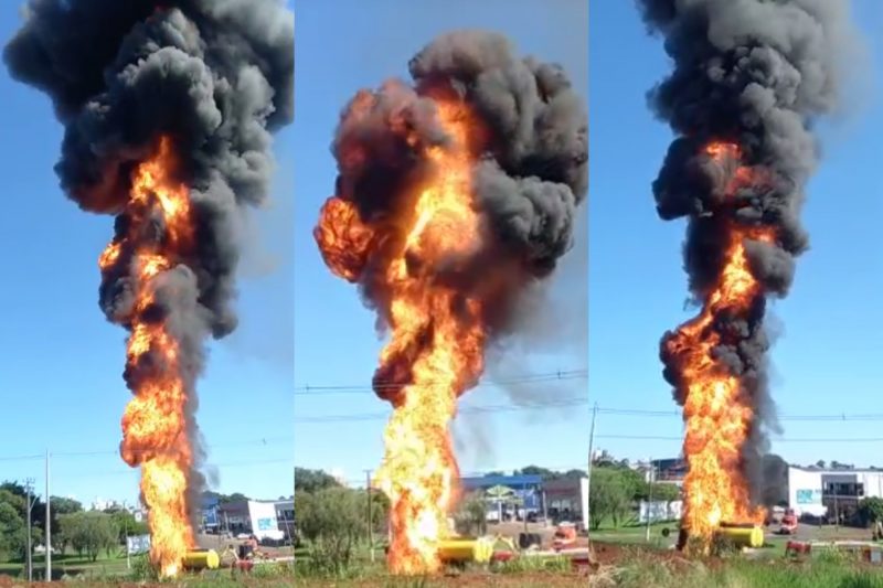 V&iacute;deo mostra ‘torre de fogo’ em explos&atilde;o de caminh&atilde;o-tanque na BR-282 – Foto: Reprodu&ccedil;&atilde;o/ND