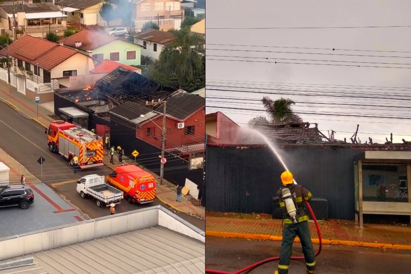 Fogo volta a queimar boate em Chapec&oacute; &mdash; Foto: Internet/Bombeiros/ND