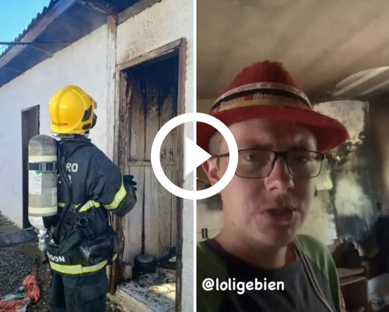 Jovem relatou nas redes sociais o desespero de sua fam&iacute;lia ap&oacute;s inc&ecirc;ndio na quitinete onde mora – Foto: Corpo de Bombeiros/Redes Sociais/Divulga&ccedil;&atilde;o/ND
