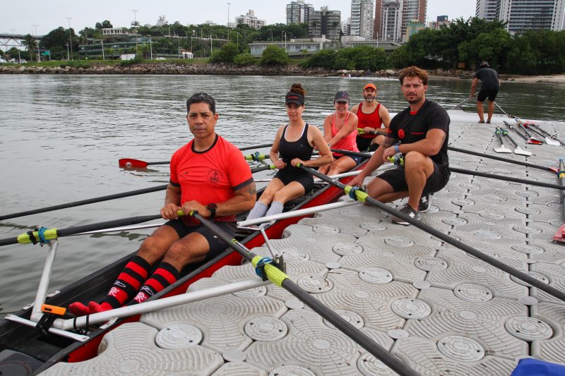 Dirceu Antunes, Daniele Mass Petri, L&iacute;dia Rohden, Leonardo Vieira e o t&eacute;cnico Douglas de Oliveira – Foto: Cristiano Estrela/Especial para o ND