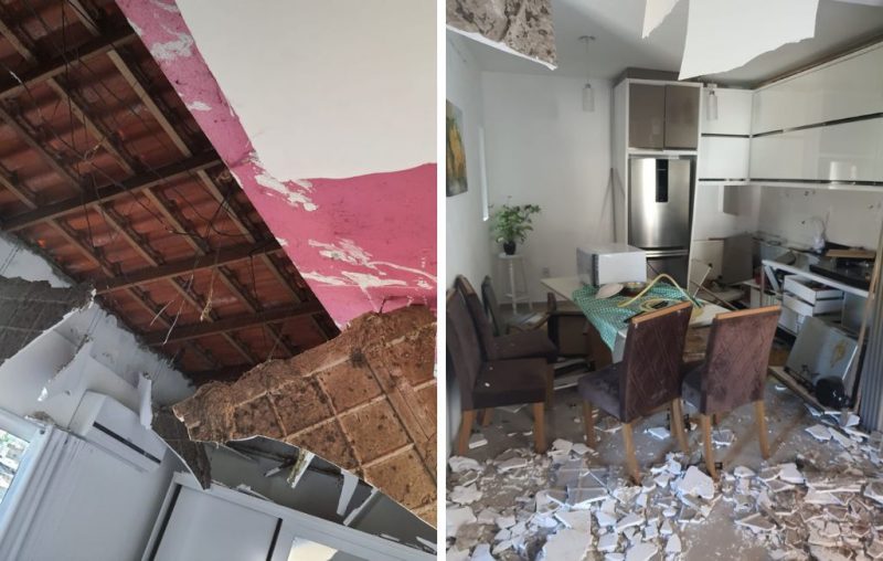 Apesar dos estragos, a casa n&atilde;o teve danos estruturais – Foto: CBMSC/ Divulga&ccedil;&atilde;o/ ND