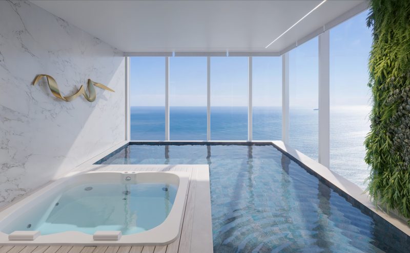 Mans&otilde;es suspensas contar&atilde;o com piscinas privativas aquecidas com vis&atilde;o privilegiada para o mar – Foto: FG/Reprodu&ccedil;&atilde;o