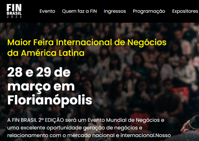 Site do evento FINBrasil 2023 &#8211; Foto: Reprodução/Internet