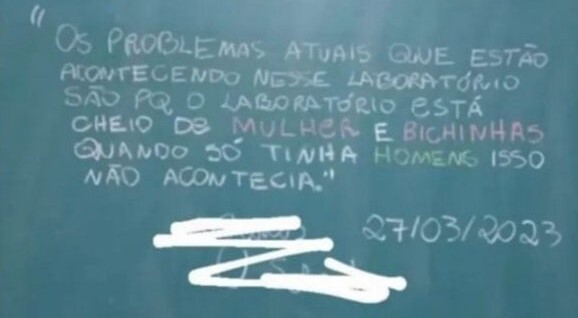 Quadro mostra imagem de coment&aacute;rio feito por colega de turma – Foto: Reprodu&ccedil;&atilde;o/@diogocherelli/ND