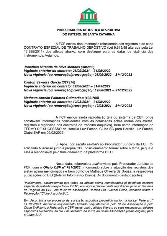 Parecer da Procuradoria pelo arquivamento da suposta irregularidade do Herc&iacute;lio Luz – Foto: Parecer da Procuradoria