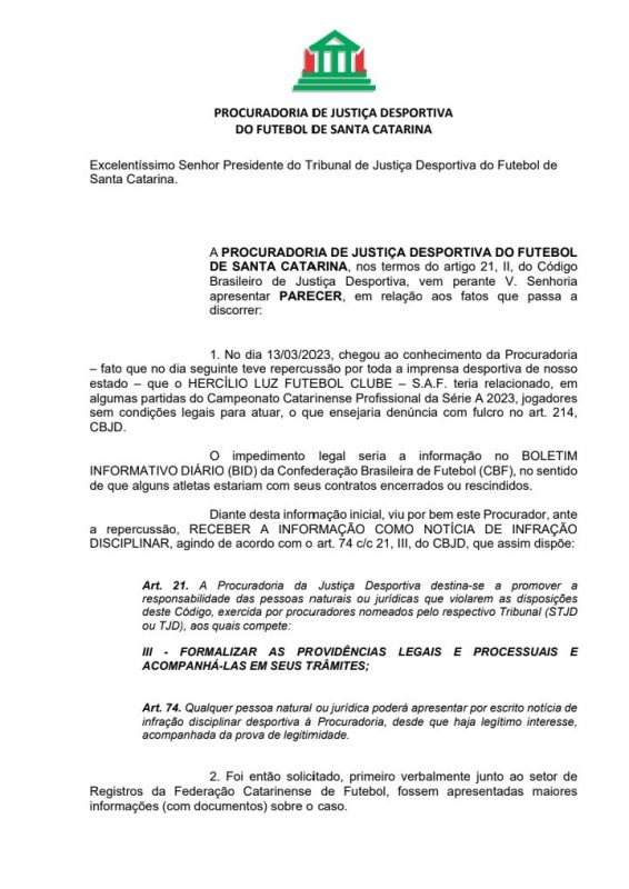 Parecer pelo arquivamento – Foto: Procuradoria