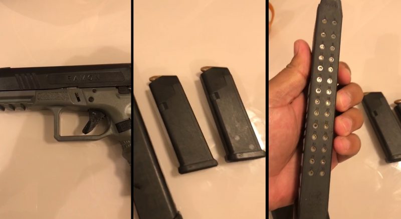 V&iacute;deo recebido por vereador mostra muni&ccedil;&otilde;es e arma. Origem da filmagem &eacute; desconhecida – Foto: Arquivo Pessoal/Adriano Pereira/Reprodu&ccedil;&atilde;o/ND