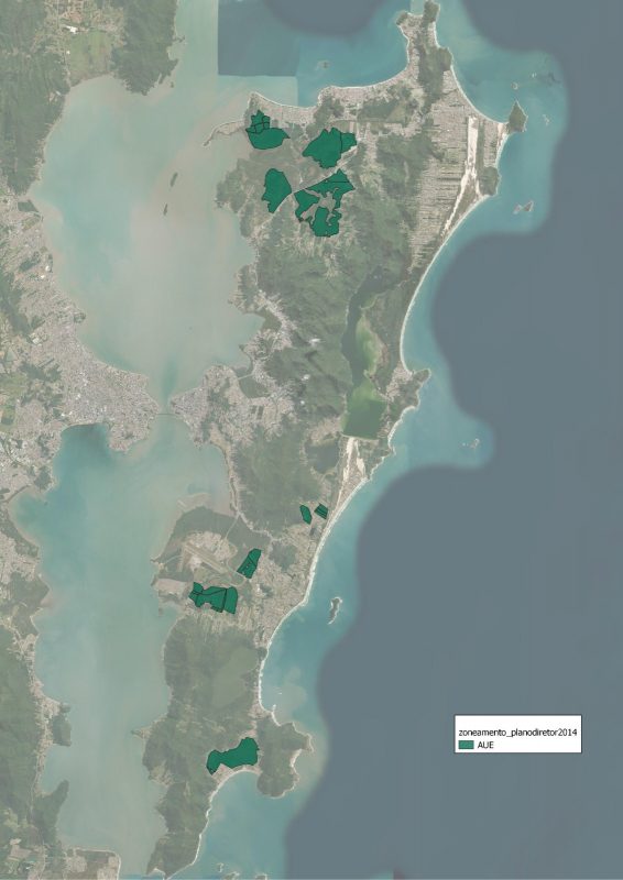 &Aacute;reas em verde correspondem &agrave;s AUEs – Foto: Plano Diretor de Florian&oacute;polis/Divulga&ccedil;&atilde;o/ND
