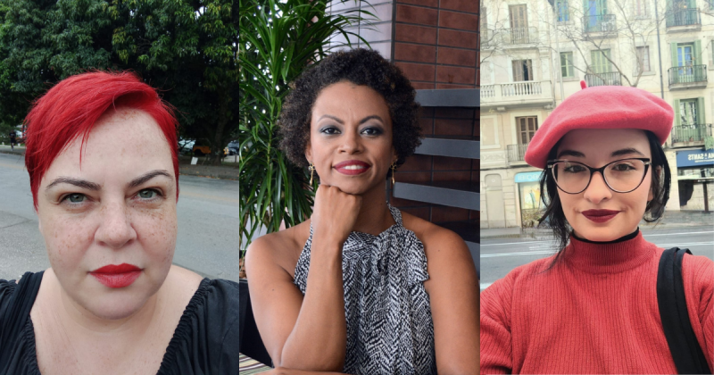 Let&iacute;cia de Assis, Fernanda Quadros e Bruna Fani, convidadas da live – Foto: Montagem/ND