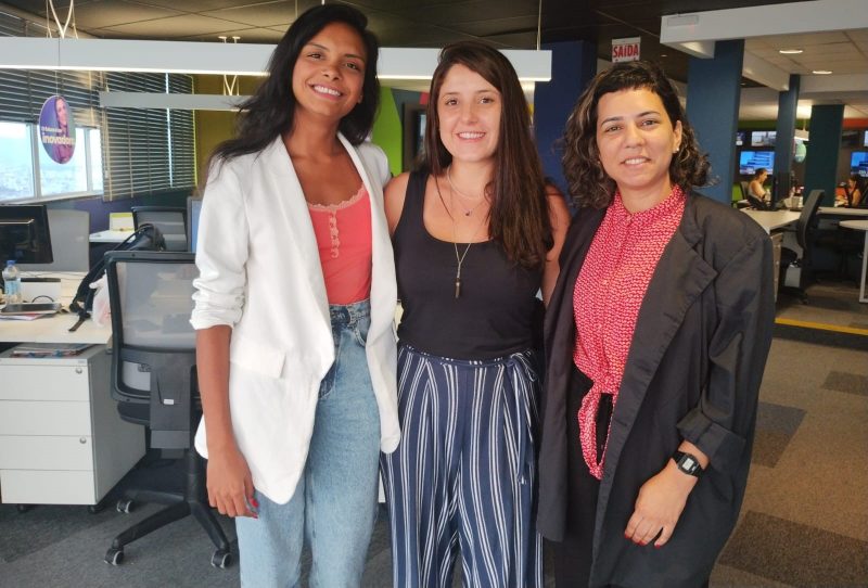 ND+ &eacute; l&iacute;der de audi&ecirc;ncia em SC (na imagem: da esquerda para a direita est&atilde;o Luiza Telexa, Beatriz Carrasco e Eduarda Mello) – Foto: Marina Sim&otilde;es/ND