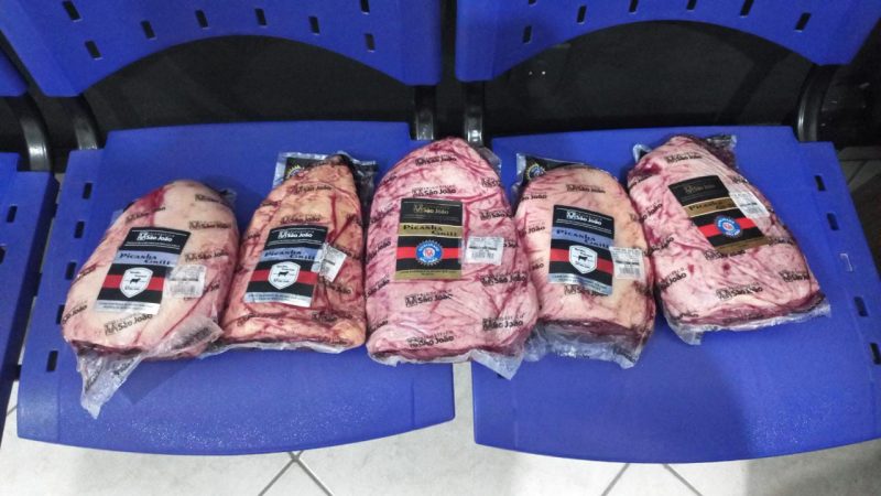 Pe&ccedil;as de picanha foram furtadas de supermercado – Foto: Pol&iacute;cia Militar/Reprodu&ccedil;&atilde;o/ND