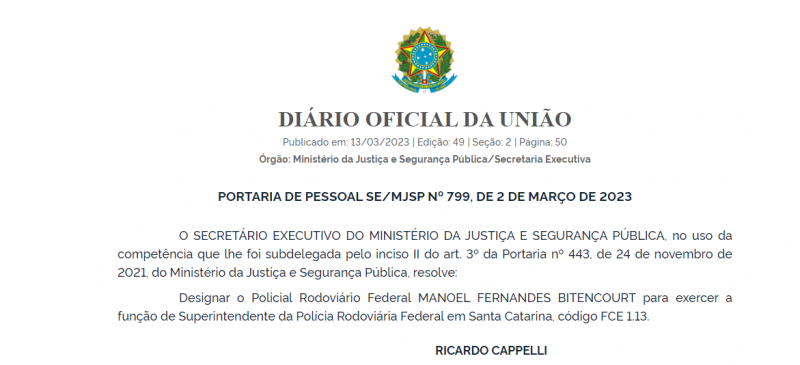Nomea&ccedil;&atilde;o de novo superintendente foi assinada nesta segunda-feira (13) – Foto: Reprodu&ccedil;&atilde;o/ND