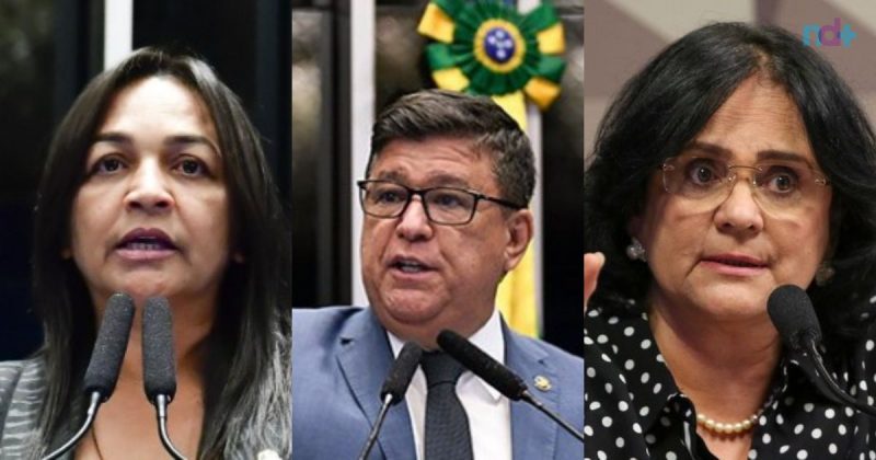 Senadores Eliziane Gama (PSD-MA), Carlos Viana (Podemos-MG) e Damares Alves (Republicanos-DF) fazem parte da Frente Parlamentar Evang&eacute;lica no Senado – Foto: Reprodu&ccedil;&atilde;o /ND