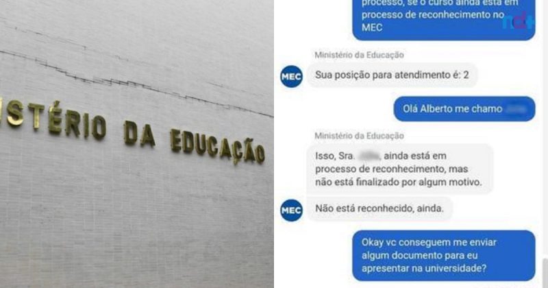MEC confirmou a aluno que curso n&atilde;o era reconhecido – Foto: Reprodu&ccedil;&atilde;o /ND
