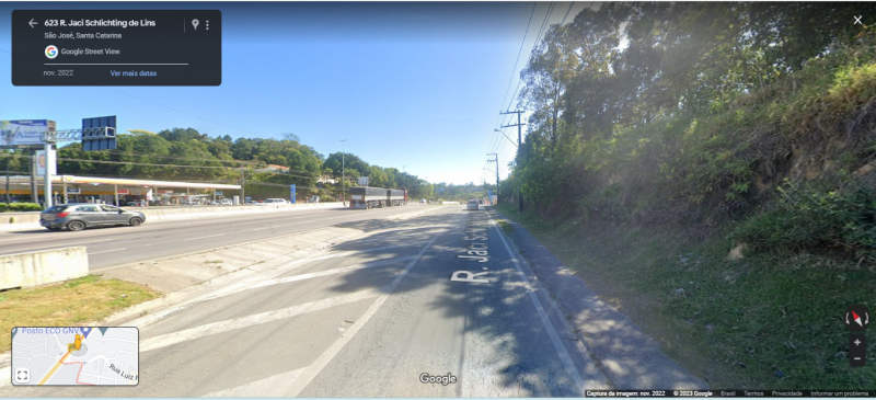 A detona&ccedil;&atilde;o das rochas ser&aacute; necess&aacute;ria para dar continuidade &agrave;s obras de liga&ccedil;&atilde;o entre a rodovia BR-101, e a Rua Jos&eacute; Lino Kretzer, no Centro de S&atilde;o Jos&eacute; – Foto: Google Street View/Divulga&ccedil;&atilde;o/ND