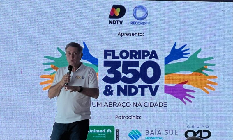 Prefeito Top&aacute;zio no evento Floripa350&amp;NDTV – Foto: Moacir Pereira