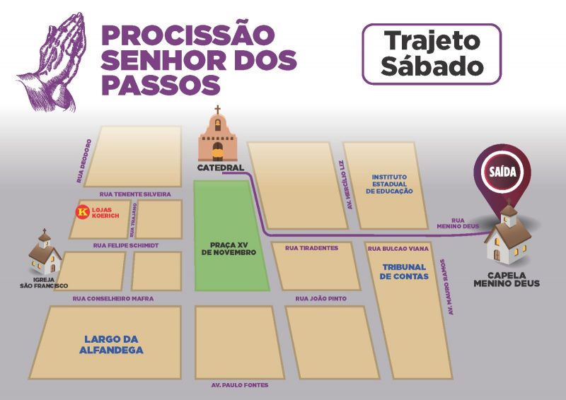 Trajeto de s&aacute;bado da Prociss&atilde;o Senhor dos Passos – Foto: Divulga&ccedil;&atilde;o/ND