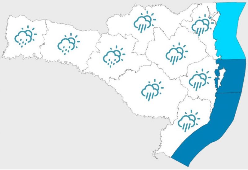 A sexta-feira (14), será de tempo instável com possibilidade de chuvas em todas as regiões de Santa Catarina. &#8211; Foto: Defesa Civil/Divulgação/ND