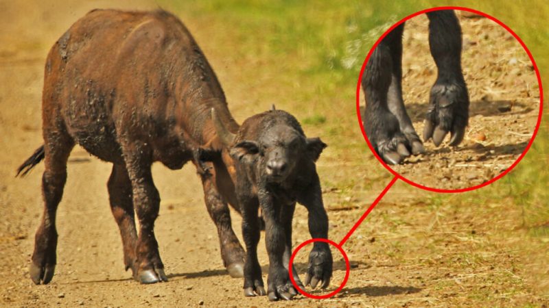 Filhote de b&uacute;falo nasce com garras de urso – Foto: Latest Sightings/ND