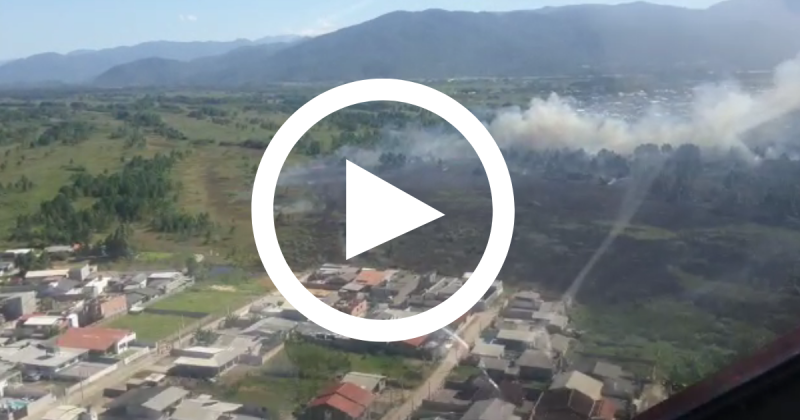 Vista do helic&oacute;ptero Arcanjo da &aacute;rea afetada – Foto: CBMSC/Divulga&ccedil;&atilde;o/ND