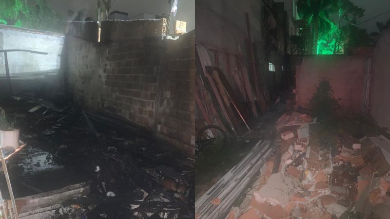 Catador de recicl&aacute;veis tem a casa destru&iacute;da por inc&ecirc;ndio em Balne&aacute;rio Cambori&uacute; – Foto: Corpo de Bombeiros/Divulga&ccedil;&atilde;o/ND