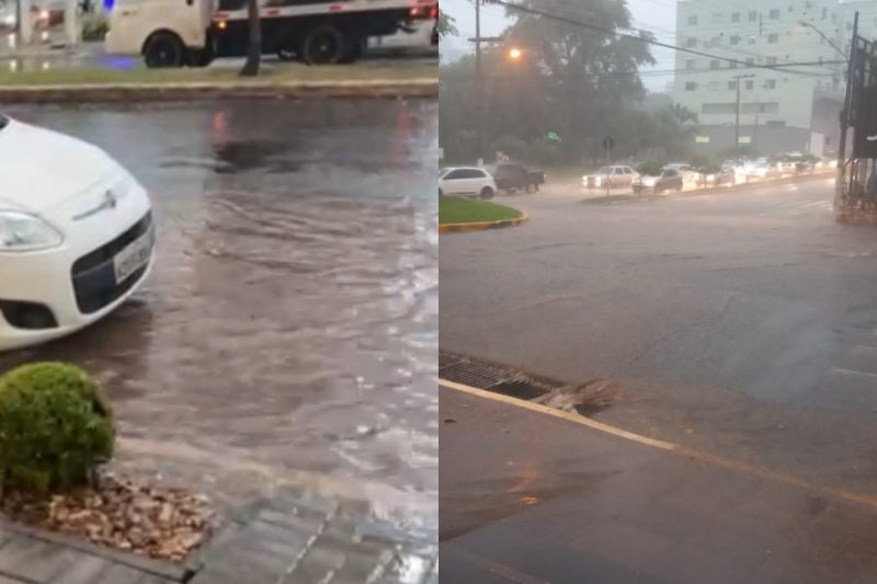 Chapec&oacute; registrou cerca de 30 mm em apenas 1h e algumas ruas ficaram alagadas. &mdash; Foto: Internet/Reprodu&ccedil;&atilde;o/ND