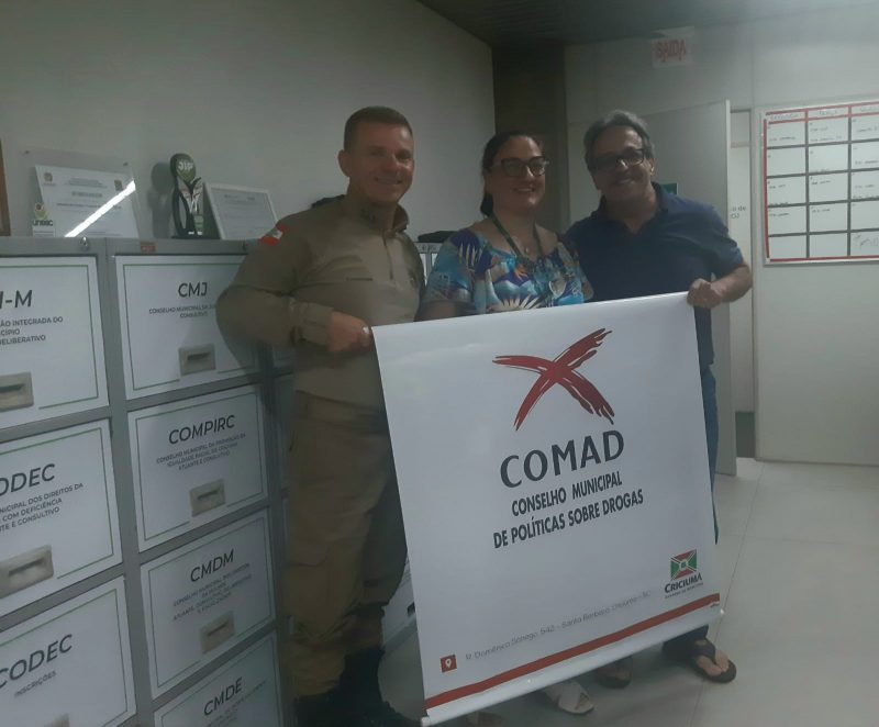 Al&eacute;m de Manoel Roseng, est&atilde;o no Conselho a enfremeira Graziela Deboita Greg&oacute;rio e o sargento do 9&deg; Batalh&atilde;o de Pol&iacute;cia Militar (BPM) de Crici&uacute;ma, Claudemir Teixeira. – Foto: Divulga&ccedil;&atilde;o