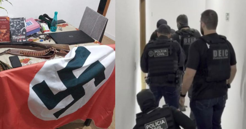 Dois integrantes de c&eacute;lula neonazista s&atilde;o presos no RS pela Pol&iacute;cia de Santa Catarina – Foto: Deic/Divulga&ccedil;&atilde;o/ND
