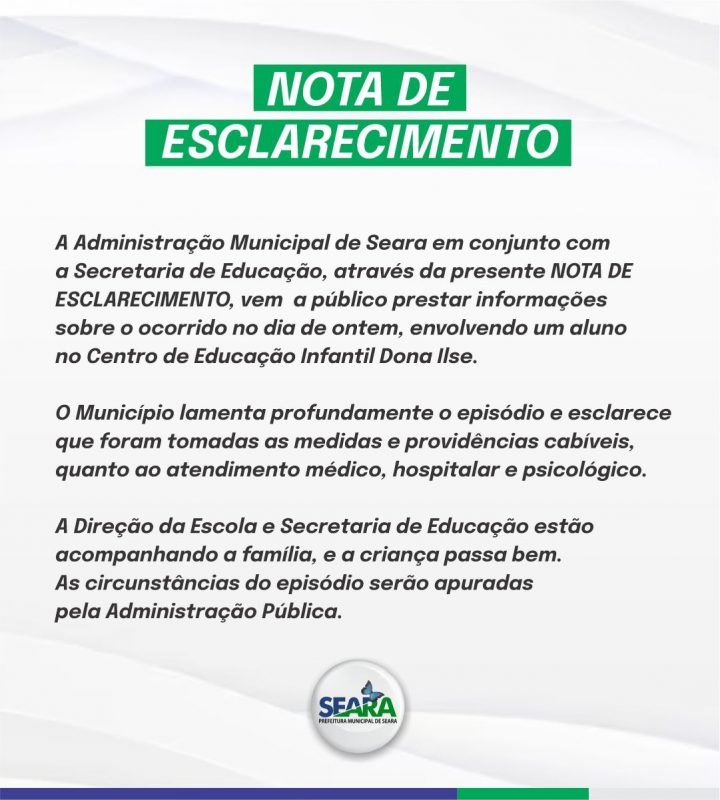Nota da prefeitura – Foto: Divulga&ccedil;&atilde;o/ND