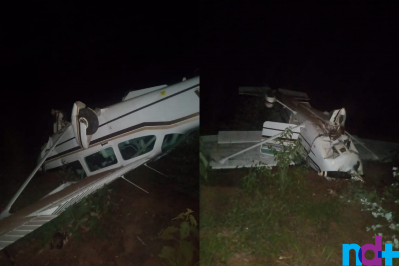 Um avi&atilde;o que saiu de Chapec&oacute;, no Oeste de Santa Catarina, fez um pouso for&ccedil;ado na noite desta ter&ccedil;a-feira (4). – Foto: NDTV/ND Mais/Reprodu&ccedil;&atilde;o