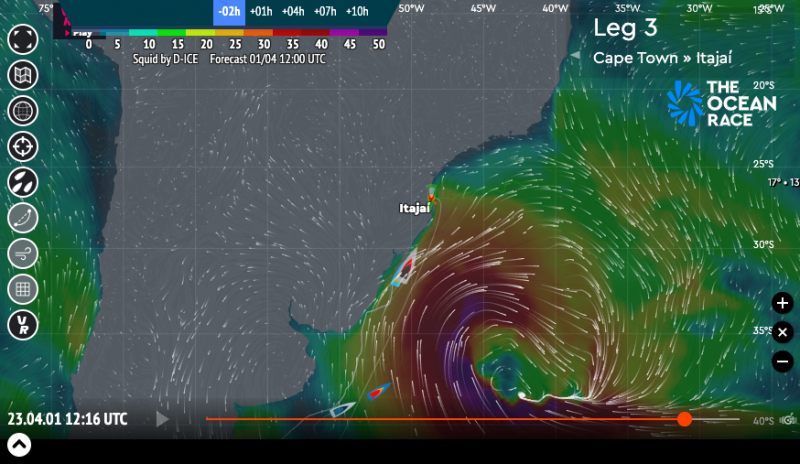 Rastreador que mostra trajet&oacute;ria dos veleiros tamb&eacute;m registrou condi&ccedil;&otilde;es clim&aacute;ticas enfrentadas – Foto: The Ocean Race/Reprodu&ccedil;&atilde;o/ND
