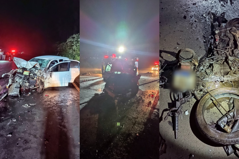 A motocicleta ficou destru&iacute;da. – Foto: Corpo de Bombeiros/Internet/ND