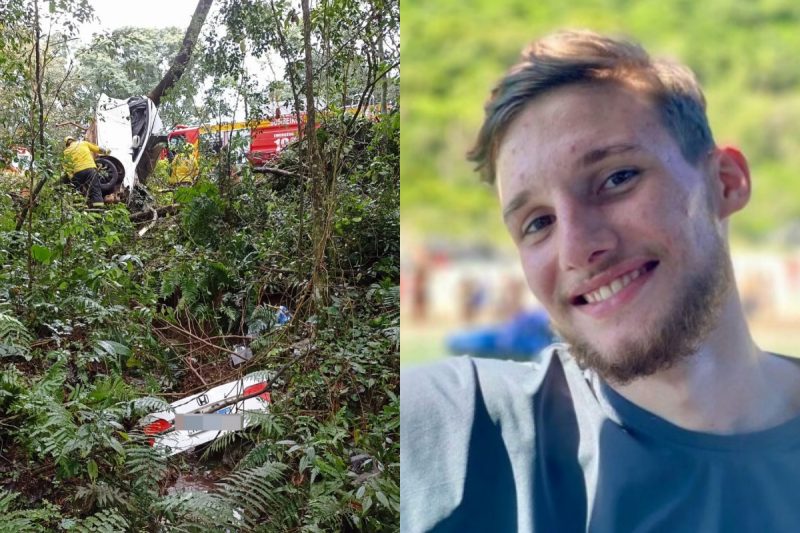 Jovem morre ao colidir em &aacute;rvore na BR-282, em Pinhalzinho. – Foto: Corpo de Bombeiros Militar/Internet/Reprodu&ccedil;&atilde;o/ND