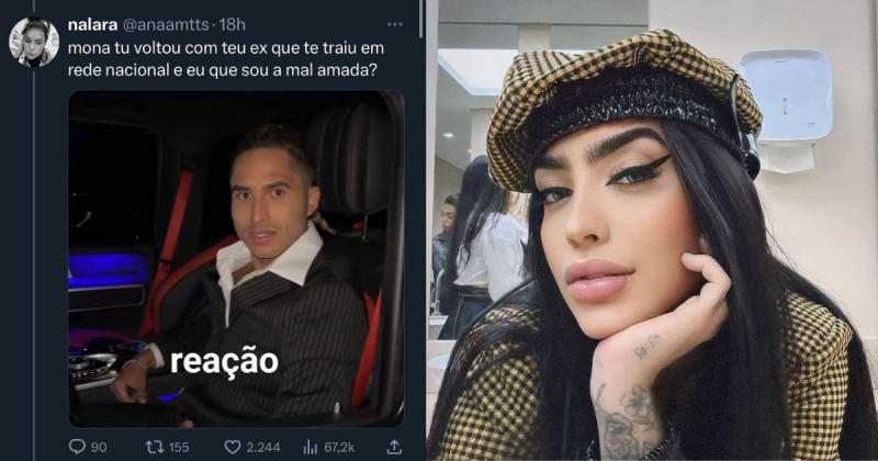 MC Mirella ao lado de comentário sobre relacionamento