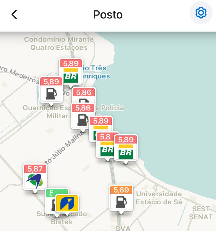 Waze tamb&eacute;m &eacute; uma alternativa no momento da pesquisa de pre&ccedil;os da gasolina em Florian&oacute;polis – Foto: Waze/Reprodu&ccedil;&atilde;o/ND