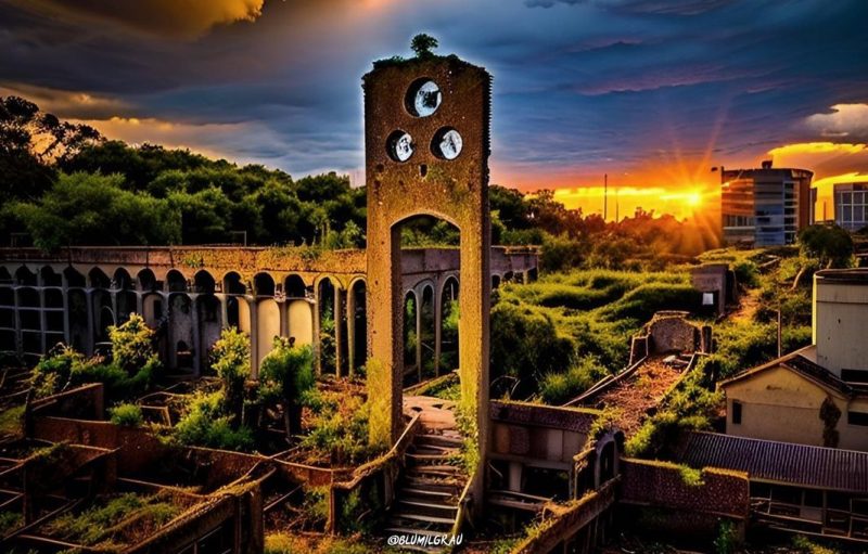 Intelig&ecirc;ncia Artificial cria cen&aacute;rio de ‘fim do mundo’ na cidade – Foto: Blumenau Mil Grau/Reprodu&ccedil;&atilde;o/ND