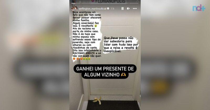 Wellington denuncia racismo em Florian&oacute;polis – Foto: @wellington_martinsoficial/Reprodu&ccedil;&atilde;o/ND