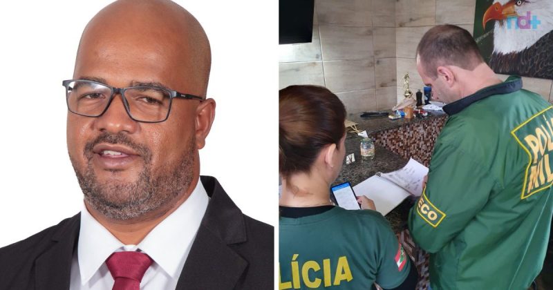 Fotomontagem mostra momento de busca e apreensão de em casa e gabinete do vereador Fábio Negão