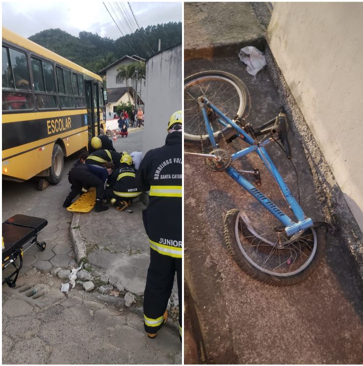 Criança fica ferido ao colidir contra ônibus em Ilhota