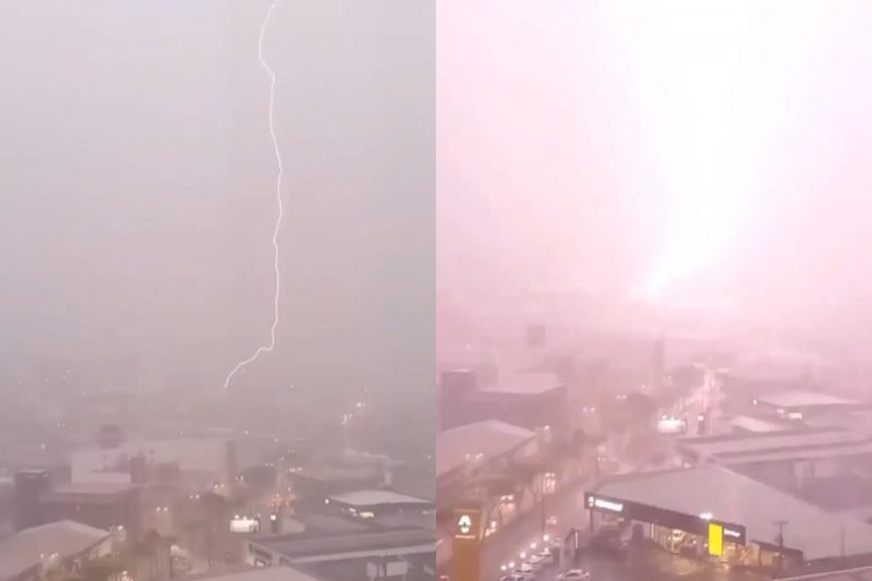 O raio chamou atenção em Chapecó. 
