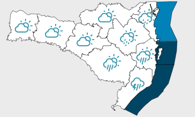 A sexta-feira (16) começa com chuva na faixa Leste, e que tende a ser mais persistente e volumosa na região do Litoral e áreas próximas. &#8211; Foto: Defesa Civil/Divulgação/ND