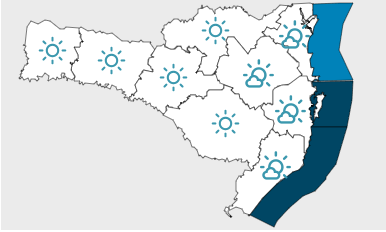 Sábado com tempo firme e algumas nuvens em Santa Catarina. – Foto: Defesa Civil/Divulgação/ND