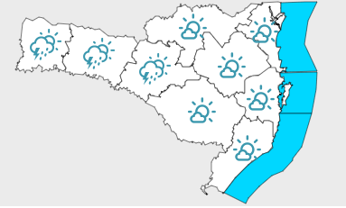 A formação de uma área de baixa pressão no Litoral gaúcho, somado ao fluxo de ar quente e umidade vindos da região Amazônica eleva a quantidade de nuvens e favorece pancadas de chuva a partir da noite de quarta-feira. &#8211; Foto: Defesa Civil/Divulgação/ND