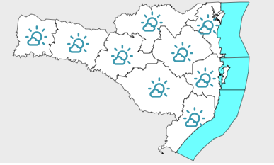 O s&aacute;bado (24) come&ccedil;a com nuvens pelo estado, mas no decorrer do dia a condi&ccedil;&atilde;o &eacute; de predom&iacute;nio de sol a poucas nuvens em SC. – Foto: Defesa Civil/Divulga&ccedil;&atilde;o/ND