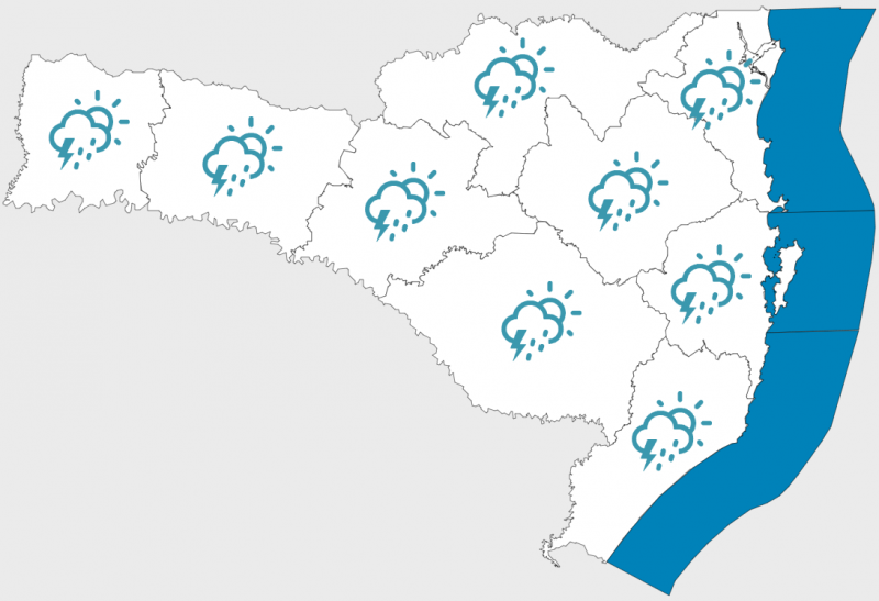 Domingo (11) tem reviravolta no tempo, com chuva, rajadas de vento e decl&iacute;nio nas temperaturas – Foto: DCSC/Reprodu&ccedil;&atilde;o/ND