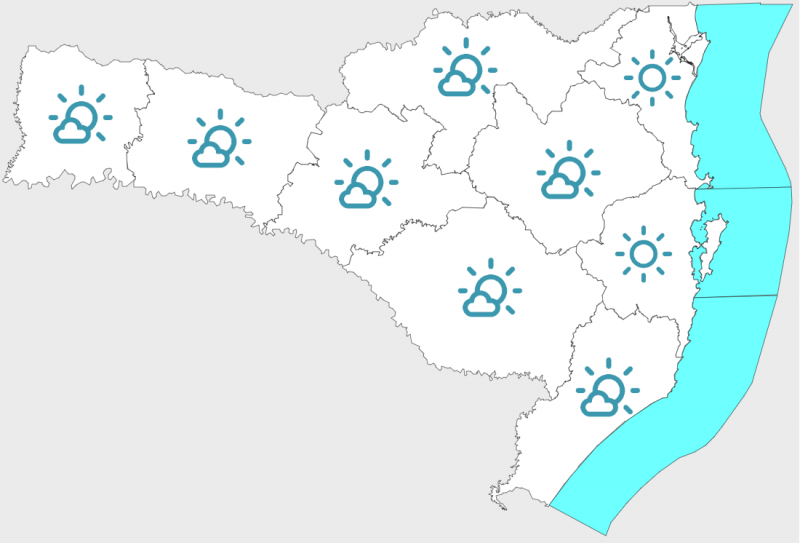 S&aacute;bado (10) &eacute; de s&oacute; com nuvens pelo Estado e altas temperaturas – Foto: DCSC/Reprodu&ccedil;&atilde;o/ND