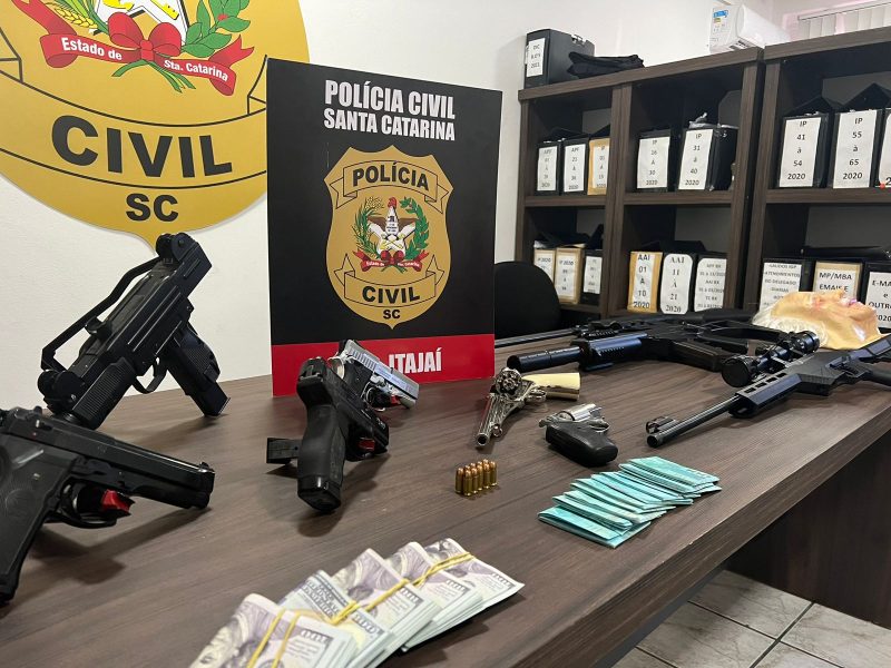 Guns and masks to be used in gang robberies – Photo: Civil Police/Disclosure/ND