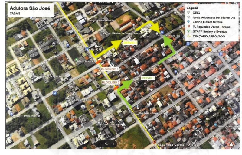 Rua fica interditada para instalação de adutora na Grande Florianópolis