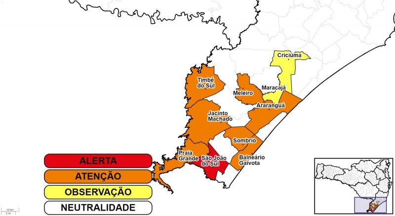 Regi&atilde;o Sul est&aacute; em alerta para chuvas neste s&aacute;bado – Foto: DCSC/Divulga&ccedil;&atilde;o/ND