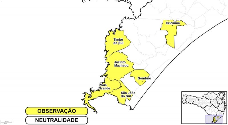 Cidades do Litoral Sul de Santa Catarina com risco para deslizamentos. &#8211; Foto: Defesa Civil/Divulgação/ND